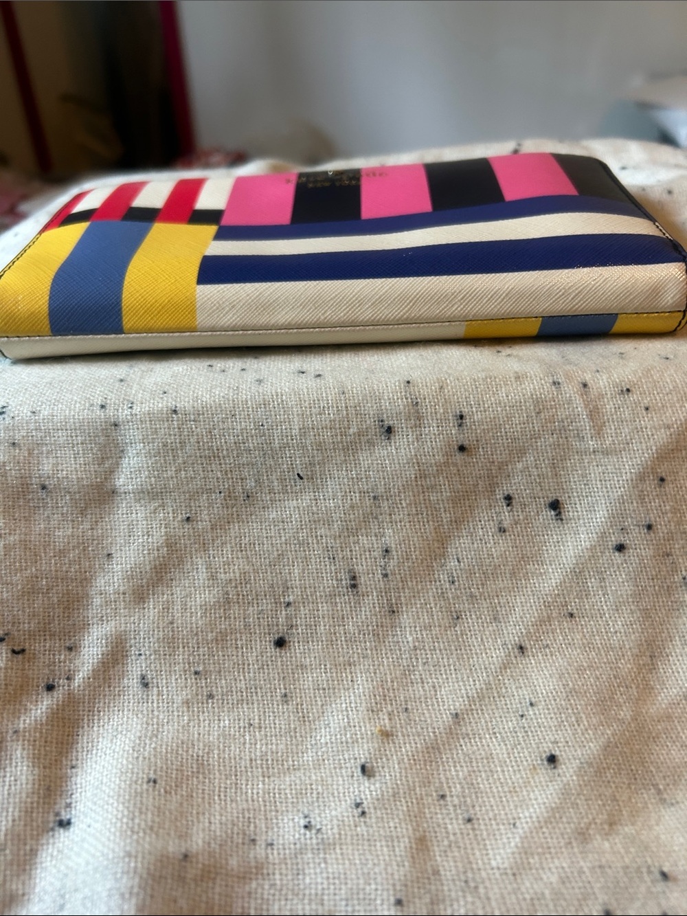 Kate spade Pink, Navy & Yellow Stripe Zip-Around Wallet - Picture 6 of 9